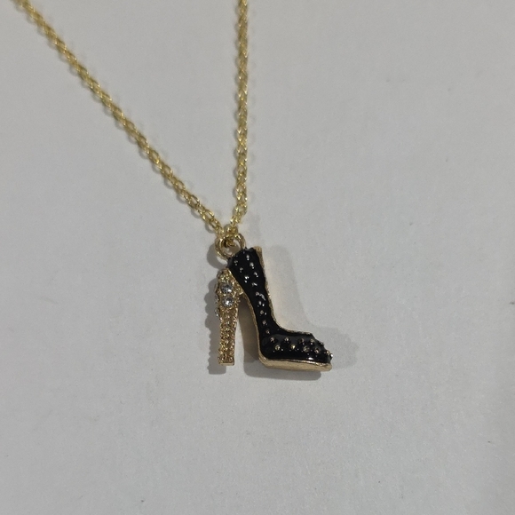 Gold & Black High Heel Stiletto Pendant Necklace – Fashion Charm Jewelry Women - Picture 6 of 9